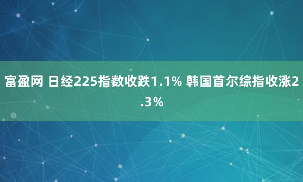 富盈网 日经225指数收跌1.1% 韩国首尔综指收涨2.3%