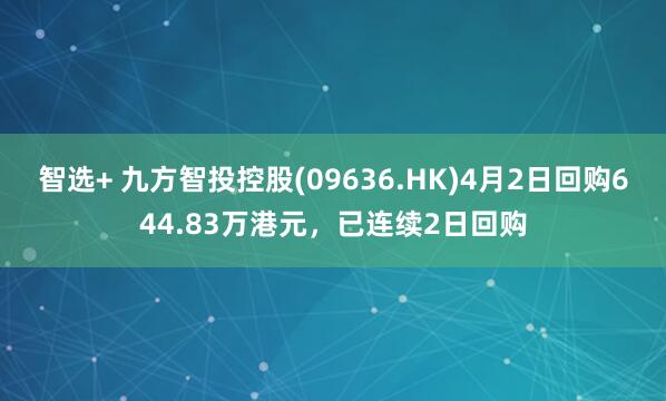 智选+ 九方智投控股(09636.HK)4月2日回购644.83万港元，已连续2日回购