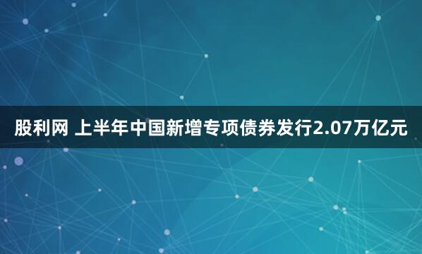 股利网 上半年中国新增专项债券发行2.07万亿元
