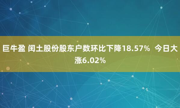 巨牛盈 闰土股份股东户数环比下降18.57%  今日大涨6.02%
