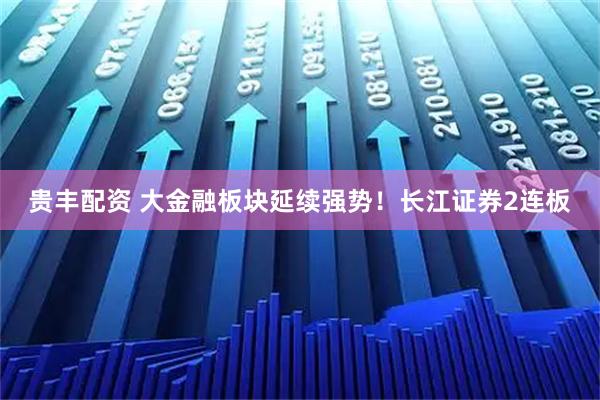 贵丰配资 大金融板块延续强势！长江证券2连板
