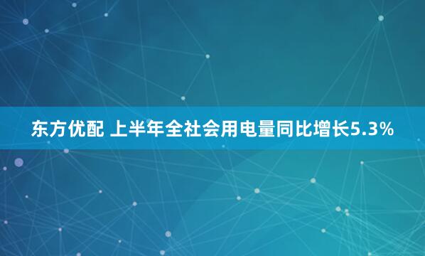 东方优配 上半年全社会用电量同比增长5.3%